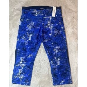 NWT Calvin Klein Blue Printed Capri Leggings – Stretch Fit Size XL